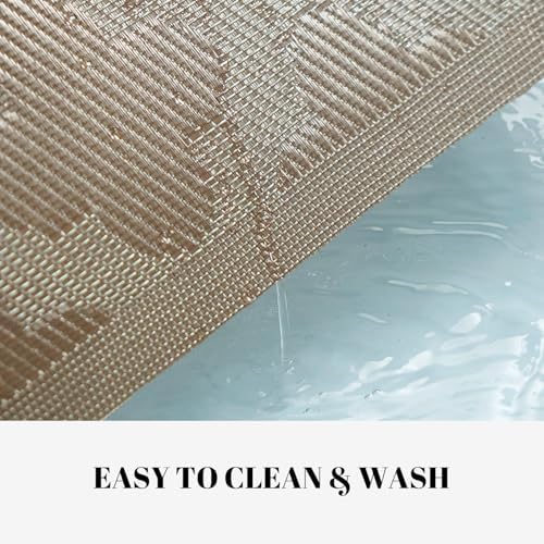 Placemats Set of 12 Vinyl/Plastic Woven Place Mats for Kitchen Table Indoor/Outdoor Washable Placemat Wipeable Dining Table Mats (Dark Brown Clover,12) - Image 3