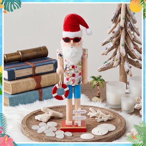 Blosssound 15" Christmas Hawaii Nutcracker Decor Wooden Hawaii Life Ring - Image 6