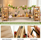 Multifunctional Wooden Dessert Table Display Set with Flower Decor - Image 3