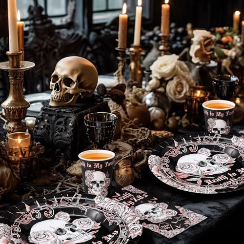 Pickmesh 250 Pcs Death to My 20s Party Decoration 30th Birthday Paper Plates Cups and Napkins Rip to My Twenties Birthday Party Tableware Set for Women Funeral Youth, 50 Guests - Image 5