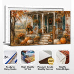 WAXWHELK Fall Farmhouse Canvas Wall Art, Autumn Rustic Farmhouse Pumpkin Porch Welcome Sign Painting Pictures, Thanksgiving Artwork for Living Room Bedroom Home Decor (30"x60") - Image 6