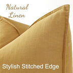 decorUhome Fall Mustard Yellow Linen Throw Pillow Covers 22x22 Set of 2 - Image 2
