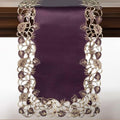DECOZEN Gold Lace Plum Christmas Table Runner – Embroidered Dining & Dresser Decor Scarf for Holiday Tables, Weddings & Parties – 14 x 108 in Elegant European Falling Tarantino Collection by Decozen