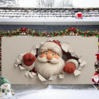 Santa Garage Door Banner 16x7 Ft - Breaking Through Paper Effect for Double Car Garage Fun Holiday Decor - Image 2