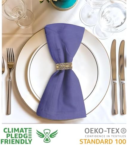 Urban Villa Cloth Napkins 100% Cotton Highly Absorbent Washable Durable Reusable Premium Dinner Napkins Ideal for Gifts for Mothers Day Hotel Farmhouse Parties - Lilac (20" x 20", Set of 12) - Image 3