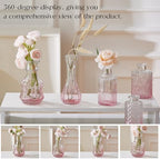 Glass Bud Vase Set of 20 - Small Vases for Flowers in Bulk - Assorted Vintage Crystal Vases for Flowers, Table Centerpieces (Pink, 20 Pcs) - Image 4