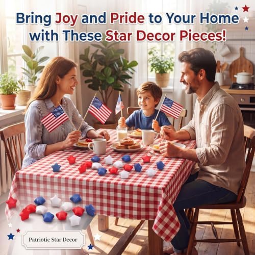 Novabright 12 Pcs 4th of July Wooden Stars Red White and Blue Bowl Fillers, Patriotic Bowl Filler Decor for Independence Day, Memorial Day Table Tiered Tray Decorations, DIY Crafts Vase Filler - Image 6