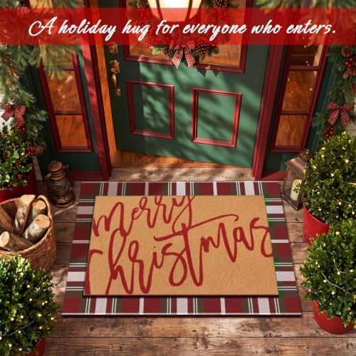 Tinideya 2 Pcs Christmas Layered Doormat Set, Holiday Front Door Mats - Image 5