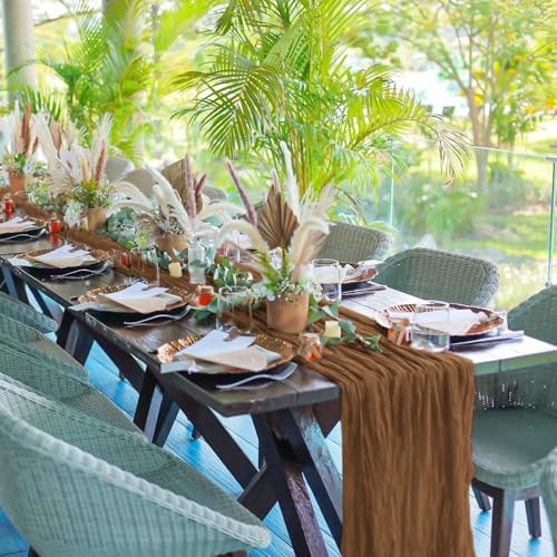 24 Pack Brown 10Ft Cheesecloth Table Runner - Image 6