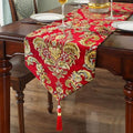 Elegant Table Runners 72 inches Long Chenille with Tassels Red Christmas by HeMiaor