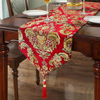 Elegant Table Runners 72 inches Long Chenille with Tassels Red Christmas by HeMiaor