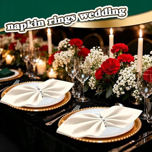 200 Pcs Silver Napkin Rings Bulk, Exquisite Round Napkin Ring Buckles, Suitable for Family Dinners, Weddings, Holiday Parties - Image 7