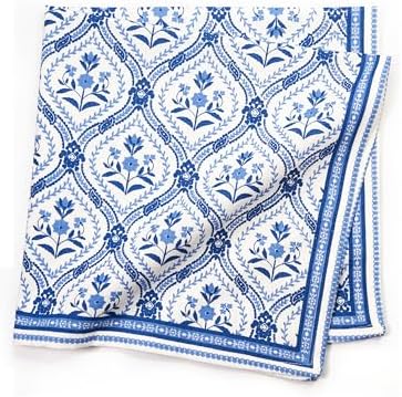 FINGERCRAFT Cloth Napkins Set of 12 Cotton Linen, 20x20 Inch, Damask Blue - Image 3