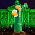 12 Ft St Patricks Day Decorations Inflatable Leprechaun, Blow up Leprechaun Hold Shamrocks Beer Build-in LED Light for Yard Garden Decorations, Indoor and Outdoor Theme Party Yard, Garden, Lawn Decor - Image 6