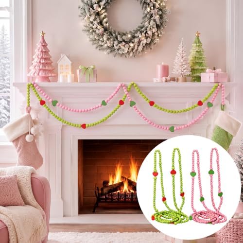 Tondiamo Set of 2 Christmas Wooden Bead Garland, 12 ft Each - Image 2