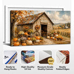 WAXWHELK Pumpkin Fall Canvas Wall Art, Pumpkin Barn Rustic Farmhouse Painting Pictures Artwork for Autumn Thanksgiving Home Decor, Bedroom Living Room Wall Decor (30"x60") - Image 6