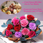 Lovenfold Flowers for Delivery Birthday Flowers Gift for Her,Preserved Flowers Bouquet 12 Roses Mixed Bouquet,Rose Gifts for Women Mom Grandma(Mixed 12 Reddish-A Roses) - Image 2