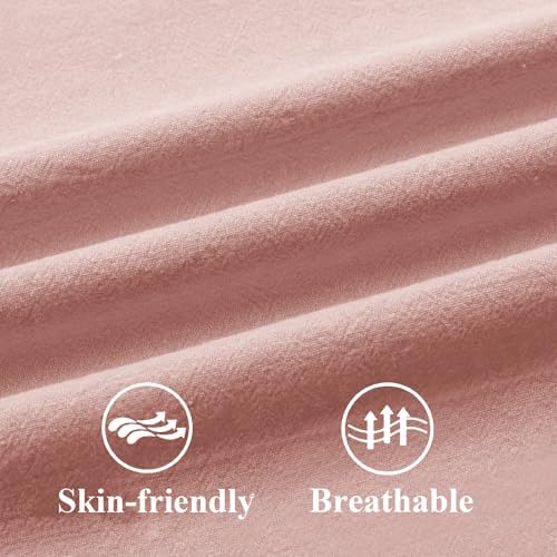 ZWJD Pillow Covers 26x26 Set of 2 Dusty Pink Throw Pillow Covers with Fringe Chic Cotton Decorative Pillows Square Cushion Covers for Sofa Couch Bed Living Room Farmhouse Boho Decor - Image 3