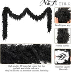 2PCS 9FT Halloween Cedar Garland, Black Real Touch Christmas Decorations - Image 4