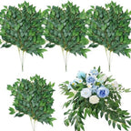 30Pcs Italian Ruscus Greenery, 23" Artificial Silk Stems Garland w/Green Leaf Vines Bendable Faux Hanging Plants Spray for DIY Wedding Arch Bouquet Table Centerpieces Vase Filler and Home Indoor Decor by AKAUKIN