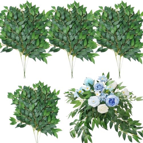 30Pcs Italian Ruscus Greenery, 23" Artificial Silk Stems Garland w/Green Leaf Vines Bendable Faux Hanging Plants Spray for DIY Wedding Arch Bouquet Table Centerpieces Vase Filler and Home Indoor Decor by AKAUKIN