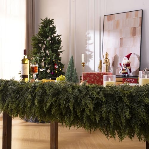 6 Ft Christmas Cedar Garland, Realistic Faux Pine Garlands, Green Artificial Greenery Garland for Winter Home, Mantle, Fireplace, Indoor, Outdoor Christmas Decorations (1Pcs) - Image 4