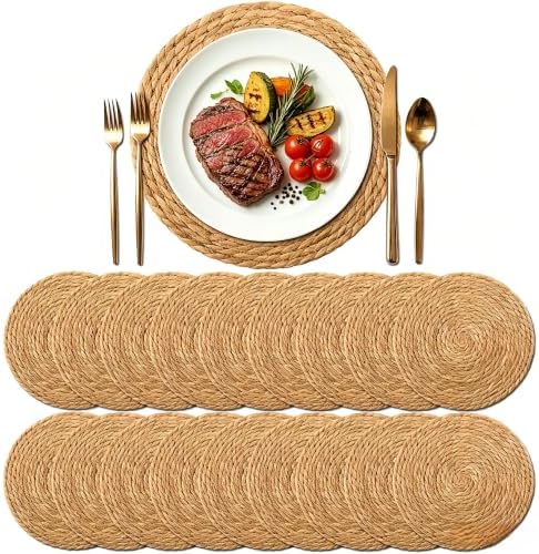 13.8" Round Woven Placemats, Plate Chargers for Dining Table by XOHUYD