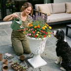 Worth 2-Pack Large White Urn Planters, 15.5" x 22" Tall Outdoor Flower Pots - Image 7