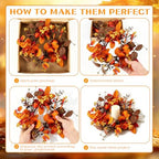 4 PCS Fall Candle Ring Wreaths Artificial Autumn Eucalyptus Candle Wreath with Leaves Berries Flowers Thanksgiving Farmhouse Harvest Wreath Candle Holder for Pillar Candles Table Centerpiece Decor - Image 4