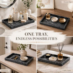 Natural Marble Decorative Tray, 11.8"x7.87" Solid Stone Serving Tray with Raised Border, Versatile Rectangle Organizer for Entryway Key, Coffee Table, Nightstand, Jewelry & Home Accent (Black) - Image 5