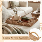 Teenyyou Paper Rope Scalloped Tray 24" L x 18" W x 2.4" H Rectangle Woven Decorative Coffee Table Serving Tray with Handle Ottoman Large Handwoven Basket Home Decor for Kitchen Counter Organizing - Image 4