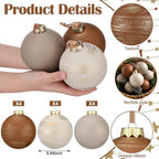 Yunlly 12 Pcs Neutral Christmas Ornament, Brown Ivory Beige, 4'' - Image 3