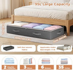 Budding Joy 95L Under Bed Storage Containers, 8 Pack Storage Bags Grey - Image 3