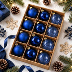 Seenelling 12 Pcs Christmas Glass Ball Ornaments 3.15 Inch, Navy Blue by QianRuu
