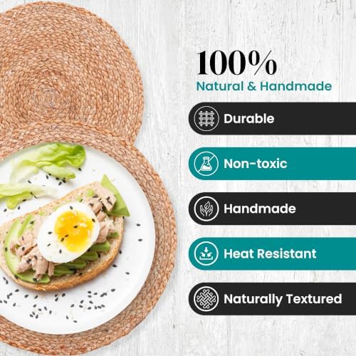 Eco Crave Natural Jute Placemats Set of 10, Round Woven Table Mats, 13 Inch Rattan Charger Plates for Dinner, Boho Farmhouse Braided Place Mats - Image 6