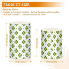 ALAZA St Patricks Day Clover Leaves Shamrocks Flickering Flameless Candles Battery Operated with Remote Timer,Tea Light Candles LED Pillar Votive Candles Set of 2 for Outdoor Indoor Decorations - Image 3