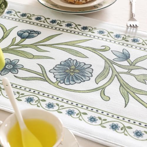 ISAENNE Designer French Linen Extra Long Table Runner,118"x12"-Mosella E - Image 3