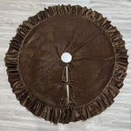 Velvet Christmas Tree Skirt, 60 Inches Darkbrown Ruffled Velvet Christmas Tree Skirt,Rustic Vintage Xmas Tree Skirt for Party Decorations - Image 2