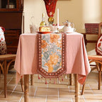 bilin gaier Designer Vintage Orange Floral Small Table Runner,French Farmhouse Soft Linen Coffee Table Runners 63 Inches Long,Decor Tabletop for Kitchen,Dining,Party,Home,Christmas,12"x63" - Image 2