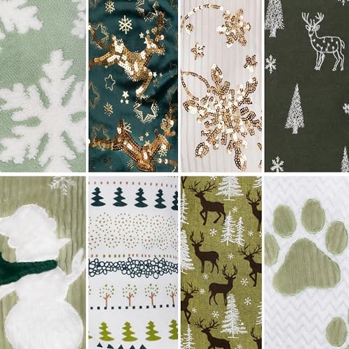 GEXWORLDWIDE GEX New Personalized Christmas Stockings 5 Pack Embroidery Custom Name for Family 20" Large Farmhouse Stockings Green Plush Felt Sequins Fireplace Decorations Hanging Ornament (5 Pack) - Image 4