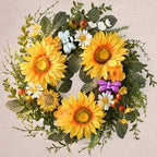 DecorbyHannah Sunflower Summer Wreaths for Front Door Outside All Season, 18 Inch Farmhouse Door Wreaths with Daisy and Bee, Sunflower Decor for Home Porch, Wedding Housewarming Gifts by DecorbyHannah