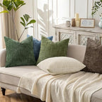 decorUhome Textured Chenille Throw Pillow Covers 24x24 Set of 2 Taupe - Image 6
