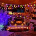 LAMPHOME Globe Outdoor Halloween String Lights, 4 Pack 26FT Patio Lights with 12+1 Edison Shatterproof Bulbs, Connectable Dimmable Waterproof for Backyard Porch Halloween Decor, Orange Green Purple - Image 5