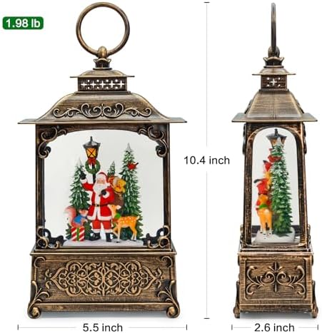 Christmas Snow Globes Lantern with Music, Santa Claus Scene Snow Globes with Water Swirling Glitter Effects, USB/Battery Powered with 6-Hour Timer, Christmas Decorations Gift - Image 4