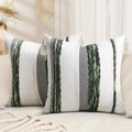decorUhome Cream White and Green Throw Pillow Covers 18x18 Set of 2 by decorUhome