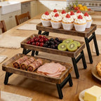 Cupcake Stand, 3 Tier Serving Tray, Foldable Tiered Tray Stand - Image 2