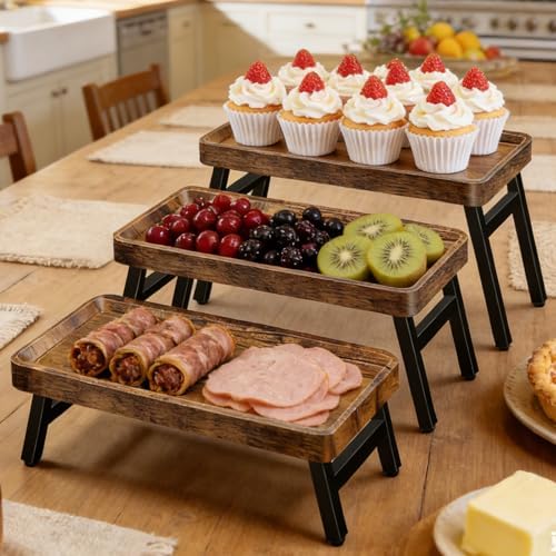 Cupcake Stand, 3 Tier Serving Tray, Foldable Tiered Tray Stand - Image 2