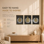 iwa concept Wooden Acrylic Set of Ayatul Kursi, Surah Al-Falaq and Surah Al-Nas, Ramadan Decoration, Eid Decor, Islamic Wall Decor (20 x 26 inches | 50 x 66 cm, Gold&Silver on Black) - Image 6