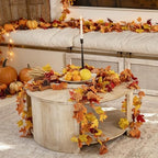 CQURE 18 Pack Fall Leaf Garland, Total 106.2Ft Artificial Fall Maple Leaves Autumn Vines Garland Thanksgiving Decor for Home Fireplace Party - Image 7