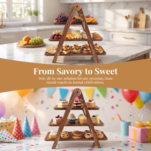 Ipetboom Wood 3 Tier Serving Tray Rectangle, 17x16x8, for Indoor Outdoor - Image 7